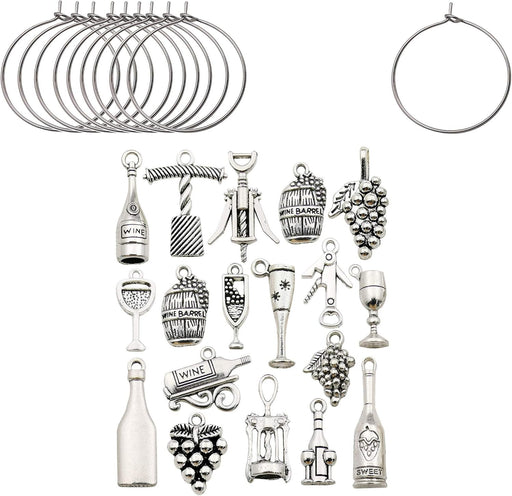 Craft Supplies Wine Glass Charms Markers Tasting Party Decoration Supplies Gift with 25mm Strong Stainless Steel Wine Gl