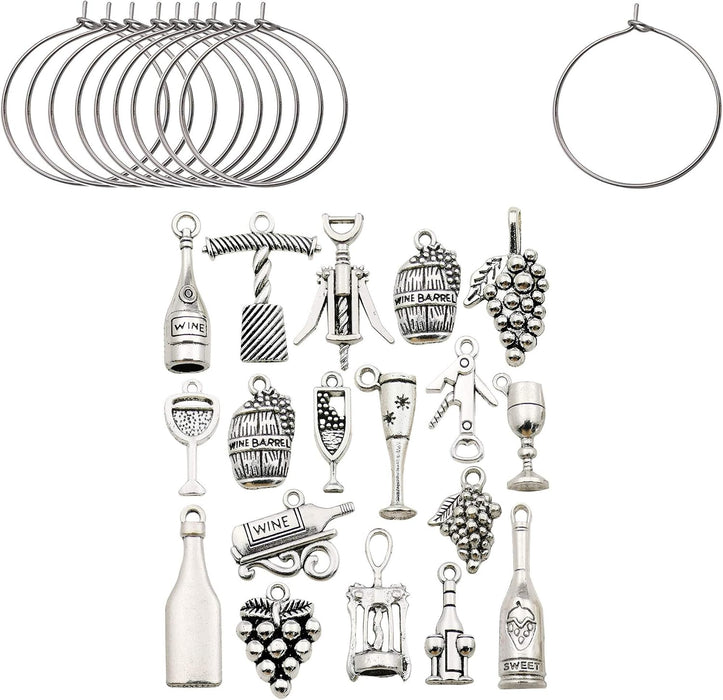 Craft Supplies Wine Glass Charms Markers Tasting Party Decoration Supplies Gift with 25mm Strong Stainless Steel Wine Gl