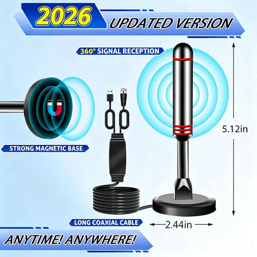 TV Antenna for Smart TV Indoor, Digital HD Antenna with Strong Magnetic Base, Indoor Antenna for Easy Installation, Long