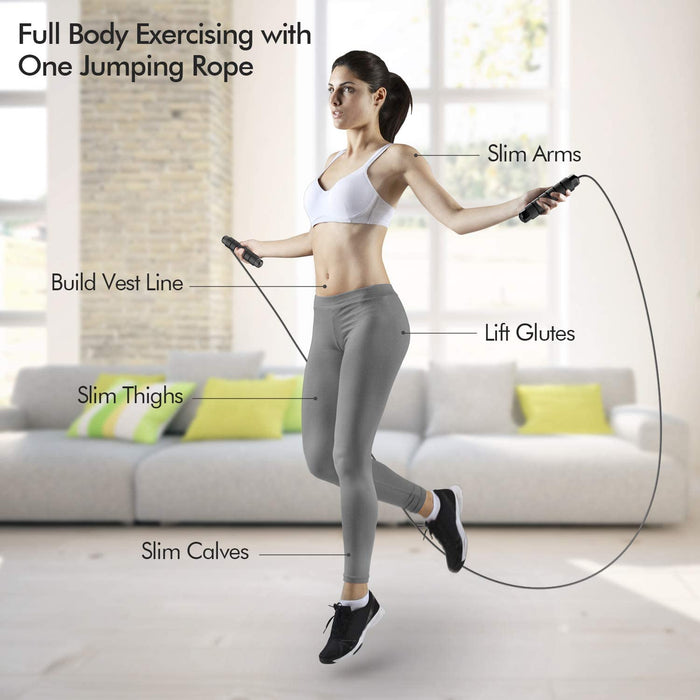 Jump Rope, Tangle-Free Rapid Speed Jumping Rope Cable with Ball Bearings for Women, Men, and Kids, Adjustable Steel Jump