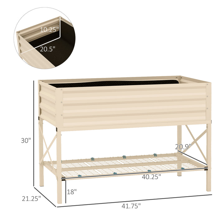 Galvanized Raised Garden Bed with Storage Shelf