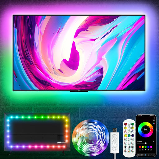 LED Lights for TV, 16.5ft TV led Backlight for 45-75 Inch TVs RGB TV Backlight Behind Music Sync Smart APP & Button Cont