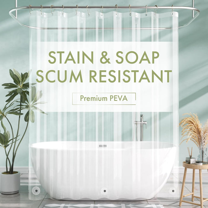 Shower Curtain Liner, 72x72 Clear Shower Curtain Liner, Waterproof Plastic Shower Liner, Cute Lightweight PEVA Shower Curtain for Bathroom with 3 Magnets and 12 Rustproof Metal Grommets