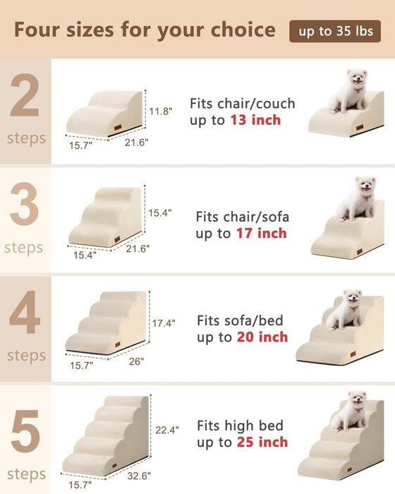Dog Stairs for Small Dogs,3 Step Dog Ramp for Couch,Non-Slip Steps