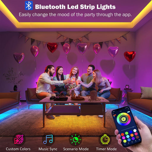 Led Lights for Bedroom 100 ft (2 Rolls of 50ft) Music Sync Color Changing RGB Led Strip Lights with Remote App Control Bluetooth Led Strip, Lights for Room Home Kitchen Party Decor