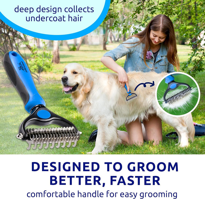 Deshedding Brush & Metal Comb Grooming Combo