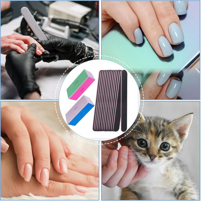 Nail File and Buffer Set, 4 Way Nail Buffers Shine Kit Professional Nail Files for Natural Nails Manicure Filer Filing P