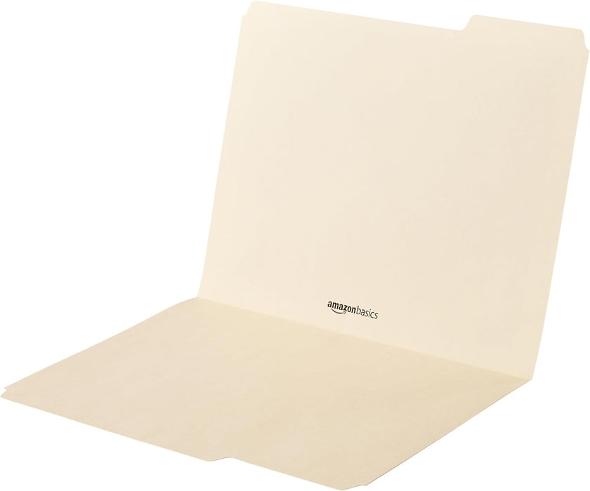 Sturdy File Folders with Reinforced Tabs for Filing and Organization, 1/3-Cut Tab, Assorted Positions, Letter Size, 8.5x11 inches, Manila, 100-Pack