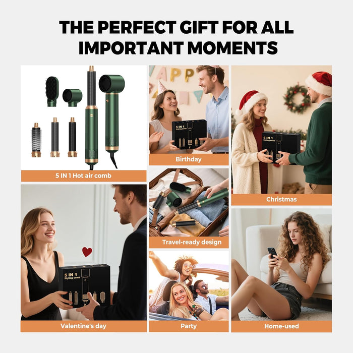 5 in 1 Blow Dryer Brush, Upgrade Hair Dryer Brush Set Multifunctional