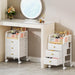 Rolling Makeup Organizer Cart - Under Desk Vanity Makeup Storage with 3 Non-woven Drawers, Nail Cart Organizer Cosmetic Display Cases Cabinet for Skin Care Perfume Nail Polish Brush Hair Tool