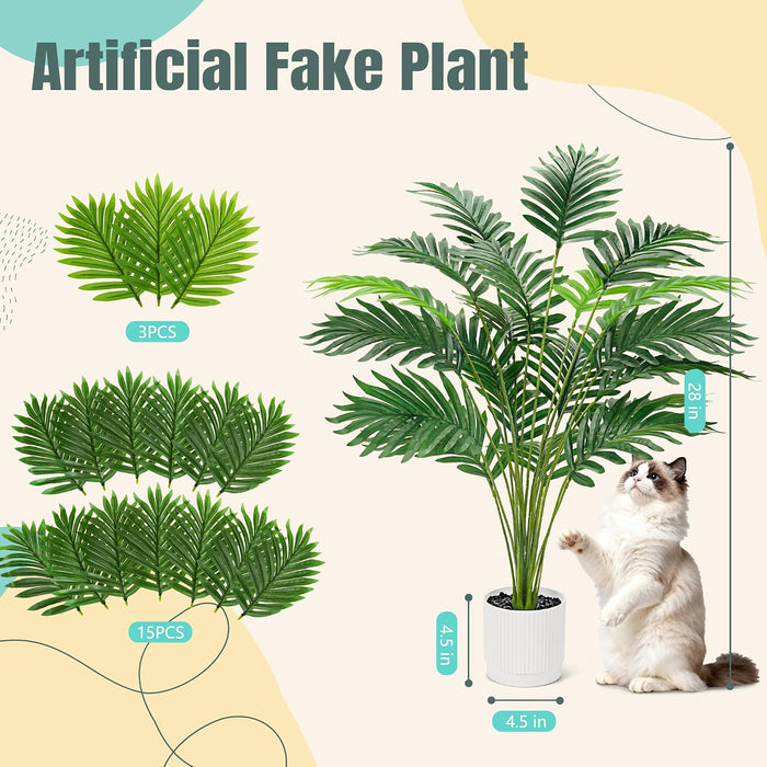 28" Fake Palm Tree, Artificial Plants Indoor in Modern White Pot