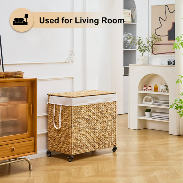 160L Rolling Three-Section Laundry Hamper