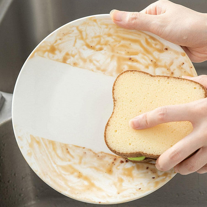 1Pc Multifunction Scrub Sponges, Toast Shape Dish-Washing, Magical Deep Cleaning Thickened Scrubber, Cute Sandwich Sponge, Pots Dishes Gadget Accessories for Household Kitchen