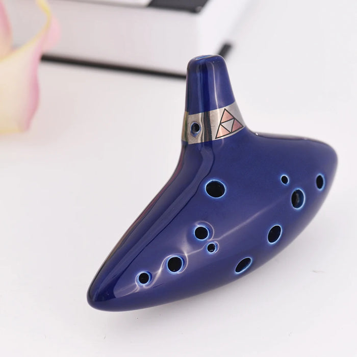 12 Hole Ocarina Ceramic Alto C Vessel Flute Wind Musical Instrument with Simple Music Score Rope for Beginners