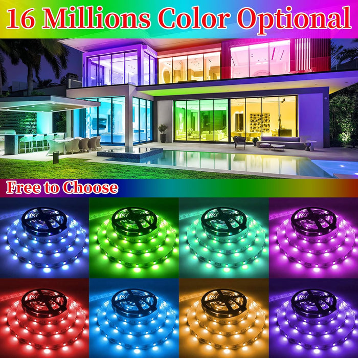 LED Lights for Bedroom, 25FT RGB LED Strip Lights with 44 Keys IR Remote, Smart LED Light Strip with Adhesive Backing Adjustable Brightness App Control for Bedroom Party Decoration