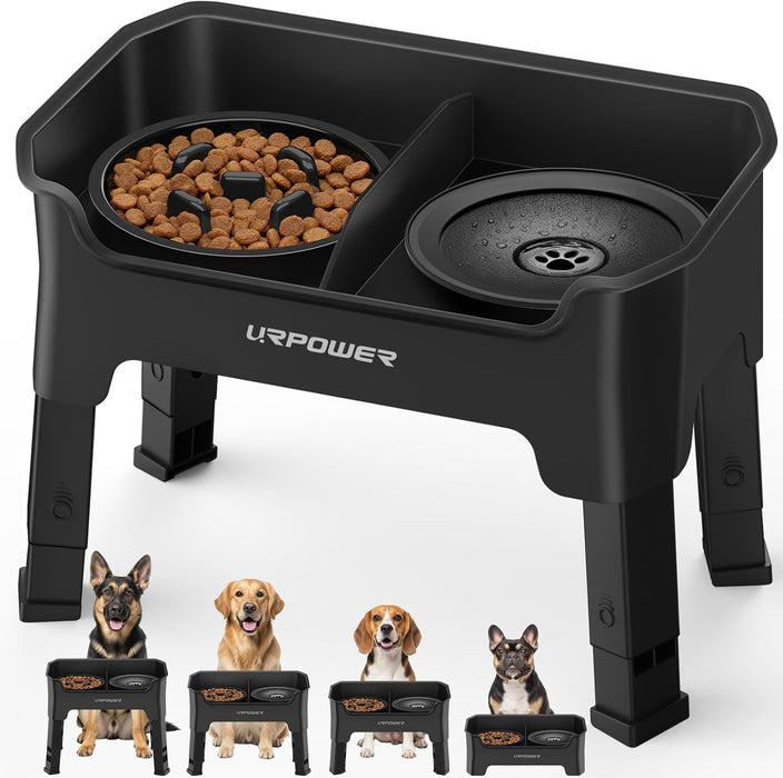 Mess Proof Elevated Dog Bowls 4 Height Adjustable Raised Stand