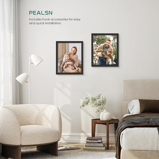 8x10 Picture Frame Set of 6, Wall or Tabletop, Black Woodgrain