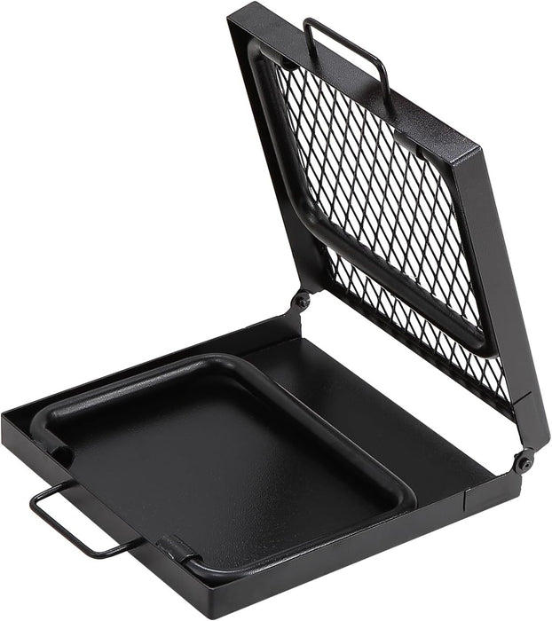 Folding Campfire Grill, Heavy Duty Steel Mesh Grate, 22.4" Portable Camping Grates Over Fire Pit, Camp Fire Cooking Equi