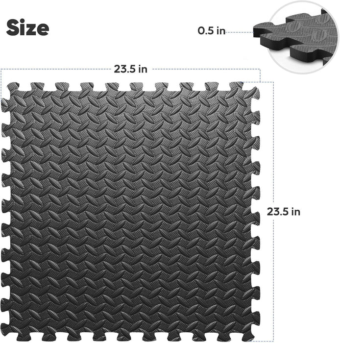 12 Pack 48 sqft Home Gym Mat, Puzzle Exercise Mat, EVA Interlocking Foam Floor Tiles for Home Workout Equipment and Kids
