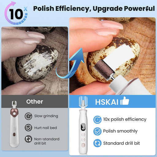 Electric Nail File Drill, Cordless Toe Nail Grinder for Thick Toenails & Callus, 10-Speed 2000mAh Rechargeable Nail File