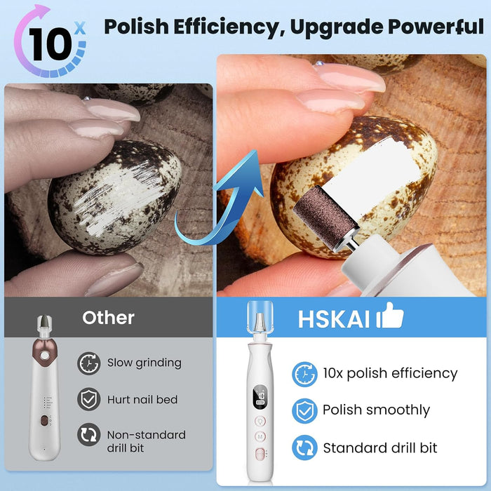Electric Nail File Drill, Cordless Toe Nail Grinder for Thick Toenails & Callus, 10-Speed 2000mAh Rechargeable Nail File