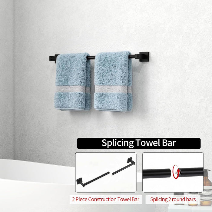 Towel Bar for Bathroom, 24" 2 Pack Wall Mounted Towel Rack, Black