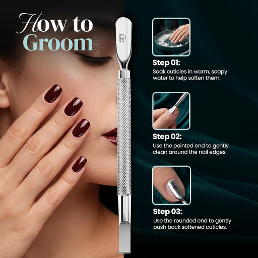 Cuticle Pusher Tool & Spoon Nail Cleaner