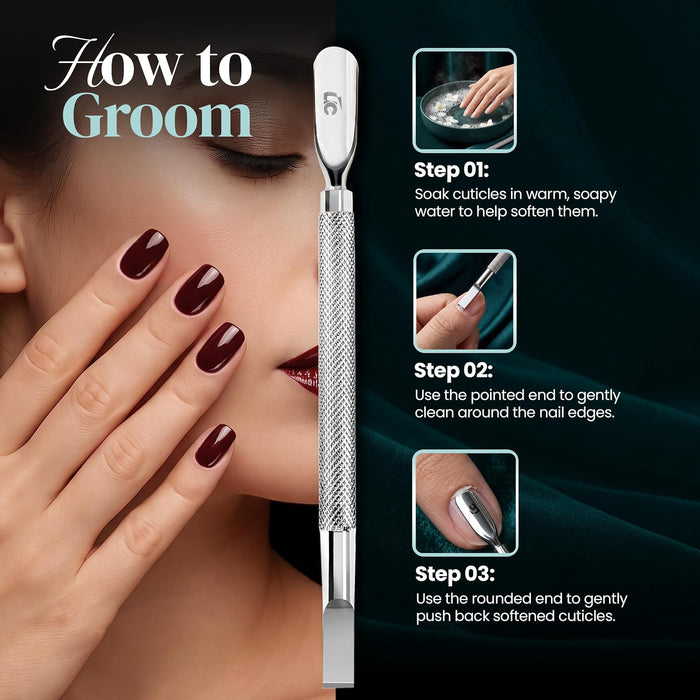 Cuticle Pusher Tool & Spoon Nail Cleaner