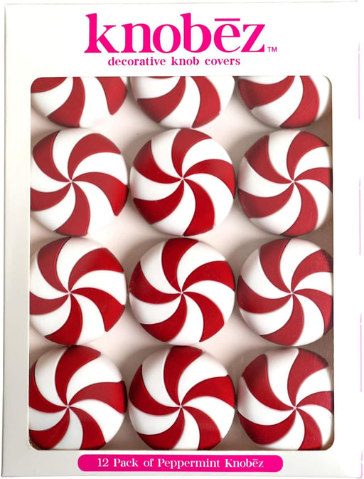 12pk Red Peppermint Decorative Knob Covers for Christmas Holiday