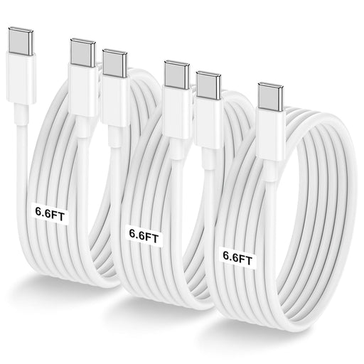 3-Pack 6.6FT 60W USB C to USB C Cable, Type C to Type C Cable,Fast Charging Cable for iPhone Air 17 16e 16 15 Pro Plus P