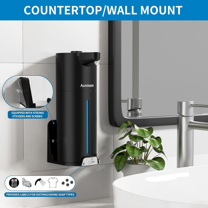 Automatic Soap Dispenser Touchless,15-Level,Kitchen Bathroom Black