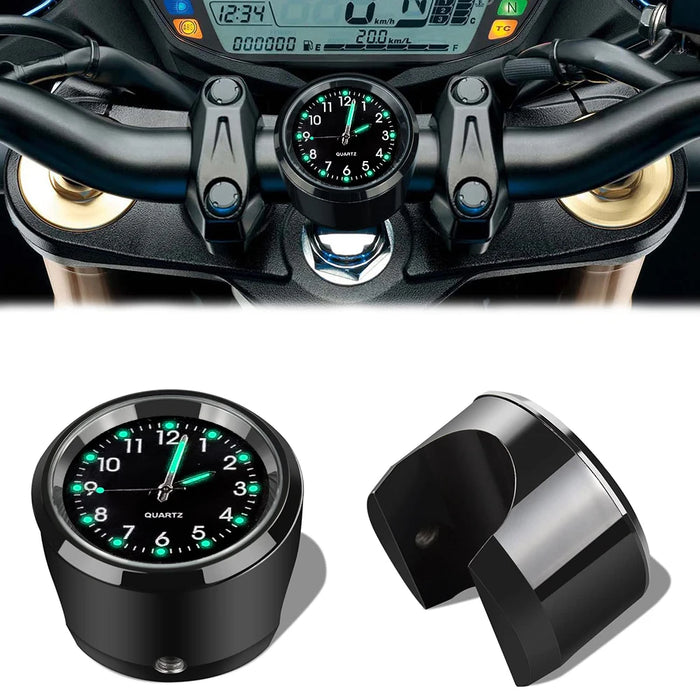 Aluminum Luminous Quartz Watch 22-25Mm Motorcycle Scooter Bicycle Handlebar Mount Clock Time Display Clock Moto Accessories