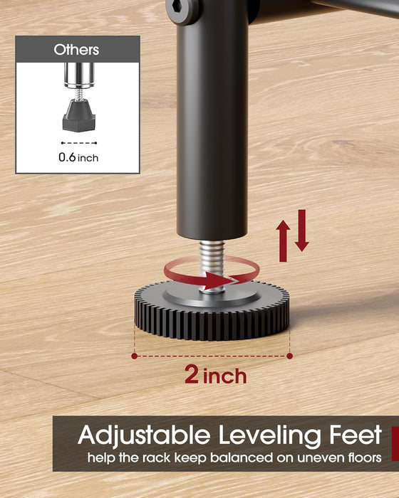3-Tier Metal Storage Shelves Adjustable Feet, 18"x12"x30", Black