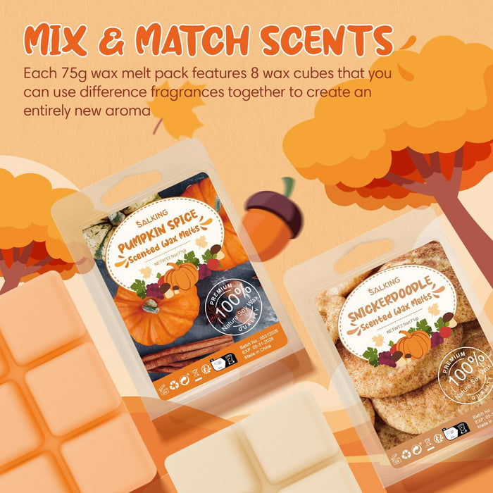 Autumn Scented Wax Melts, Fall Soy Wax Cubes/Tarts for Wax Warmer