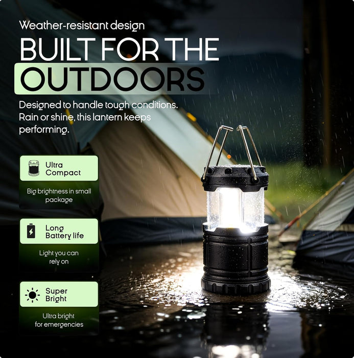 Camping Lights LED Lantern Flashlights, Battery Operated Lamp Tent Lanterns for Power Outages, Camping Essentials Outdoor,Home,Emergency Gear, Hurricane Survival (3 AAA batteries not included)