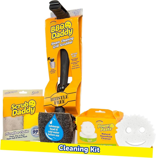 Household Cleaning + BBQ Bundle - BBQ Daddy Bristle Free Grill Brush - 2 Microfiber Cleaning Towels - All Purpose Cleane