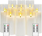 Flickering Flameless Candles Battery Operated with Remote and 2/4/6/8 H Timer Acrylic Led Pillar Candles Pack of 9 (appr D2.3"xH5.5"6.5"7.5")with Realistic 3D Wick Candles for Home Decor(White)