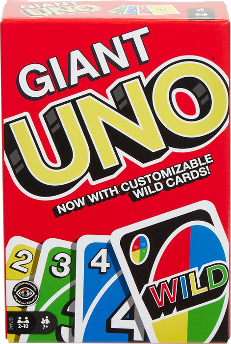 Giant UNO Card Game for Kid, Adult & Families, Color Blind Accessible & Customizable Large Deck