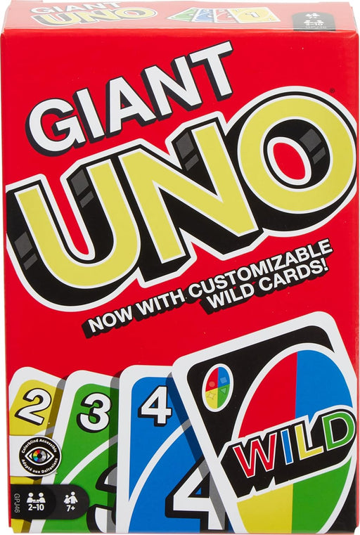Giant UNO Card Game for Kid, Adult & Families, Color Blind Accessible & Customizable Large Deck