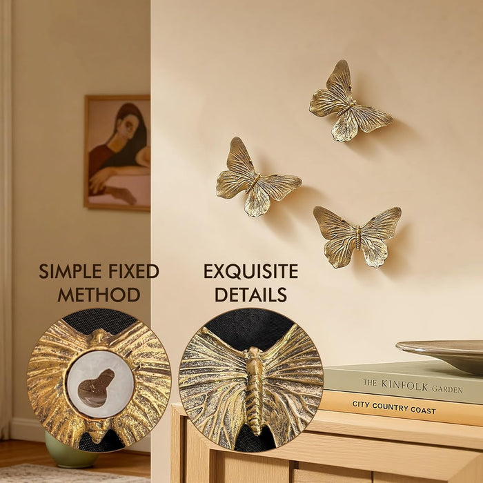 3D Butterfly Wall Decor Set – Resin Wall Decor for Living Room, Bedroom, Bathroom, Dining Room, Outdoor and Gallery Wall