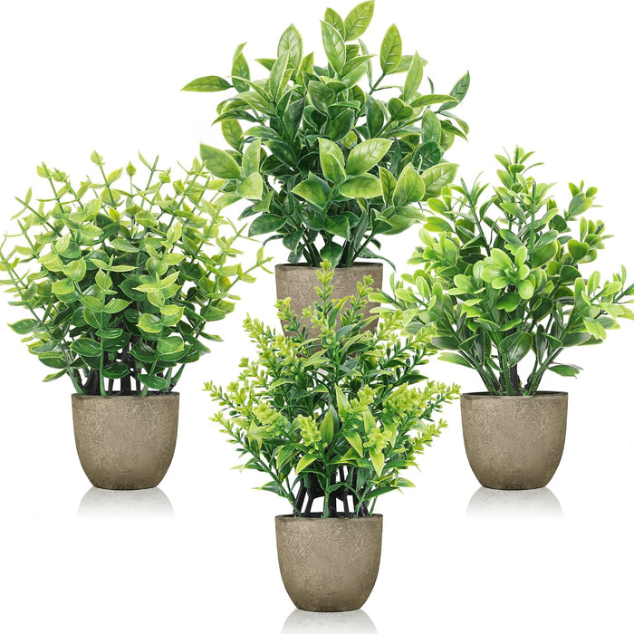 4 Pack Artificial Plants Indoor Fake Plants for Bathroom Decor