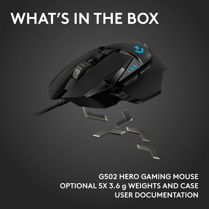 Logitech G502 Hero Wired Gaming Mouse - Black