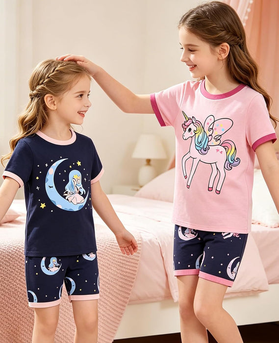 Little Girls Cotton Short Pajamas Summer Kids Clothes Toddler Toddler Pjs Sets