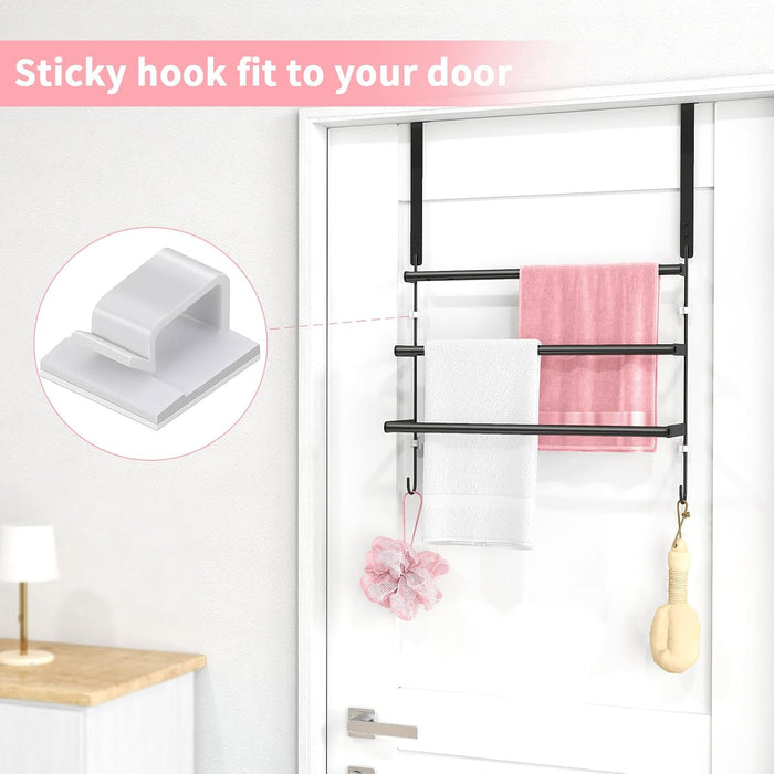 Over The Door Towel Rack, Door Towel Bar, Black