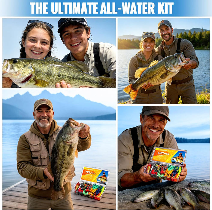 Fishing Lures, All-in-One Fishing Tackle Box with Tackle Included, Fishing Gear Lure Bait Accessories Kit for Freshwater Bass Trout, Ideal Fishing Gifts for Men, Father & Beginners
