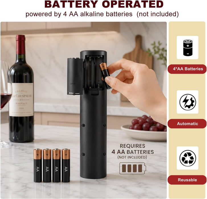 Electric Wine Bottle Opener with Foil Cutter, Automatic Corkscrew