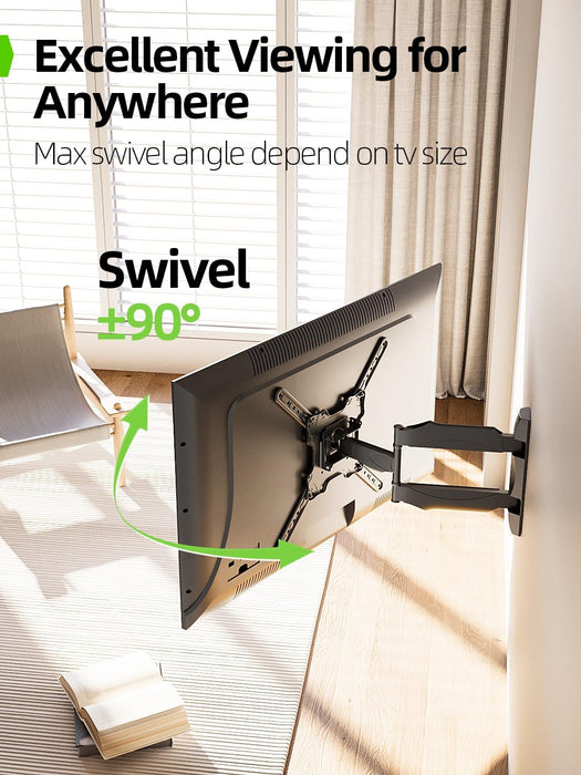 TV Wall Mount for Most 26-60 Inch TVs up to 77 lbs, Full Motion Wall Mount TV Bracket with Swivel Tilt Single Stud Desig