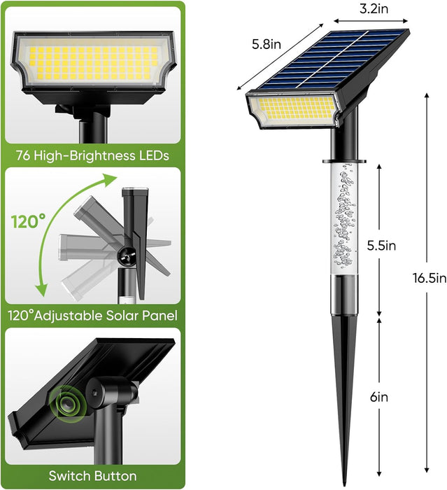 Solar Spot Lights Outdoor Waterproof, Warm White 2 Pack