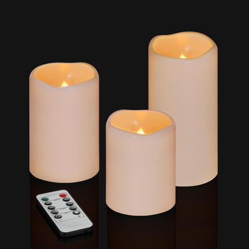 Flameless Candles 4" 5" 6" Outdoor Indoor Pillars Battery Operated Flickering Candles Include 10-Key Remote Timer 400+ H