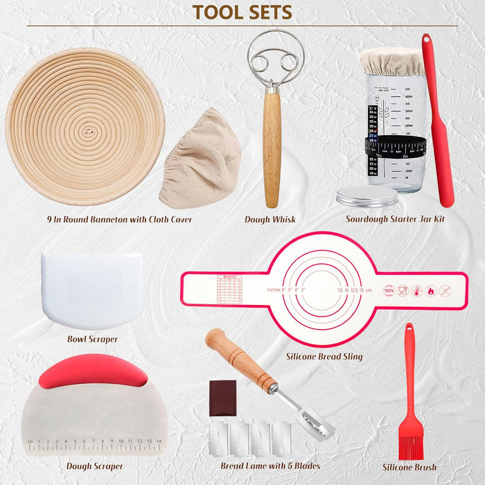 Complete Sourdough Starter Kit, Banneton Bread Proofing Basket